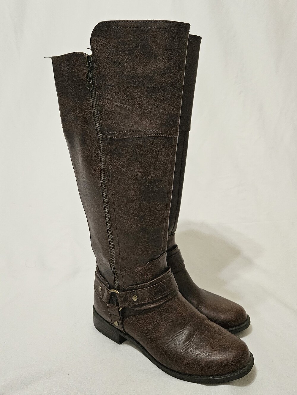 GBG Los Angelos Harlea Womens Brown Leather Knee High Riding Boots Wide Calf 8.5